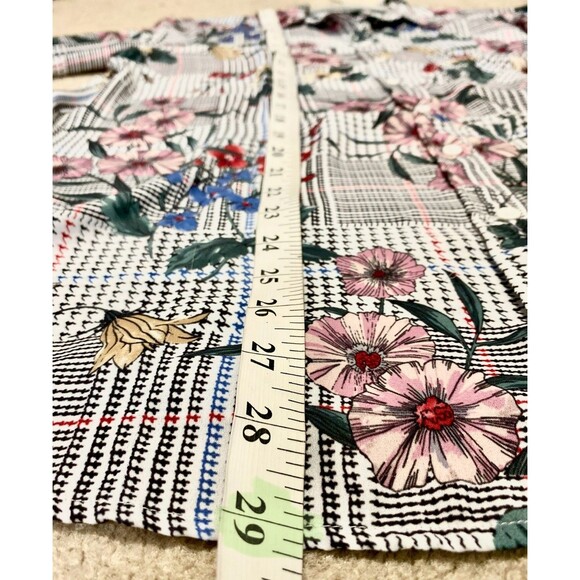 Chelsea & Theodore L Blouse Floral Houndstooth Button Front Layer Grandmacore - Picture 11 of 11